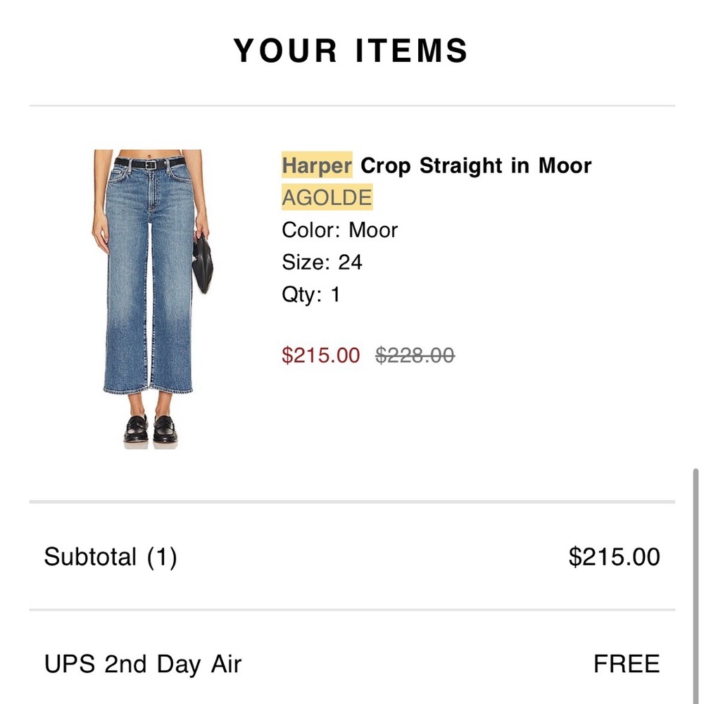 Agolde Harper Crop Straight Jeans in Moor Blue